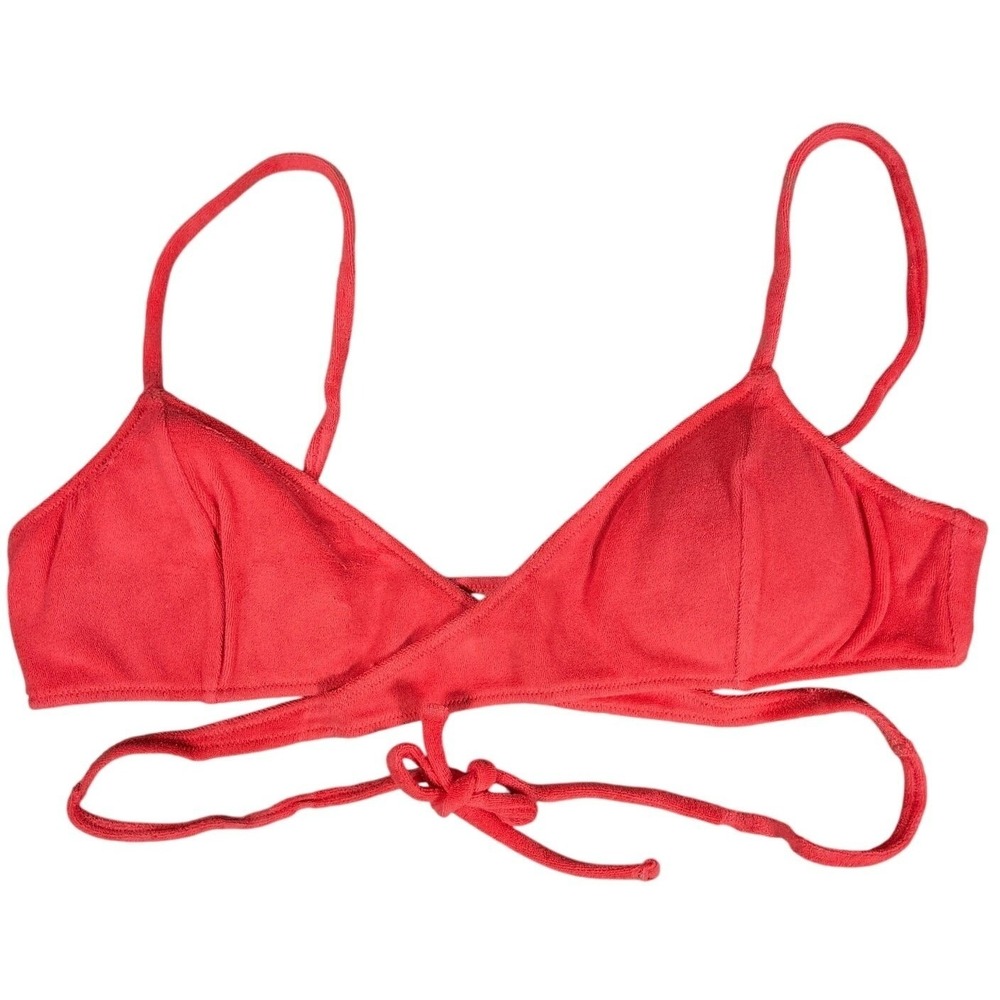 J. Crew Double-string triangle bikini top in terry‎ Pink 2X NWT